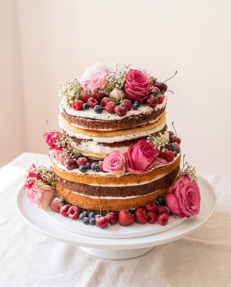 Naked Cake mit Rosen